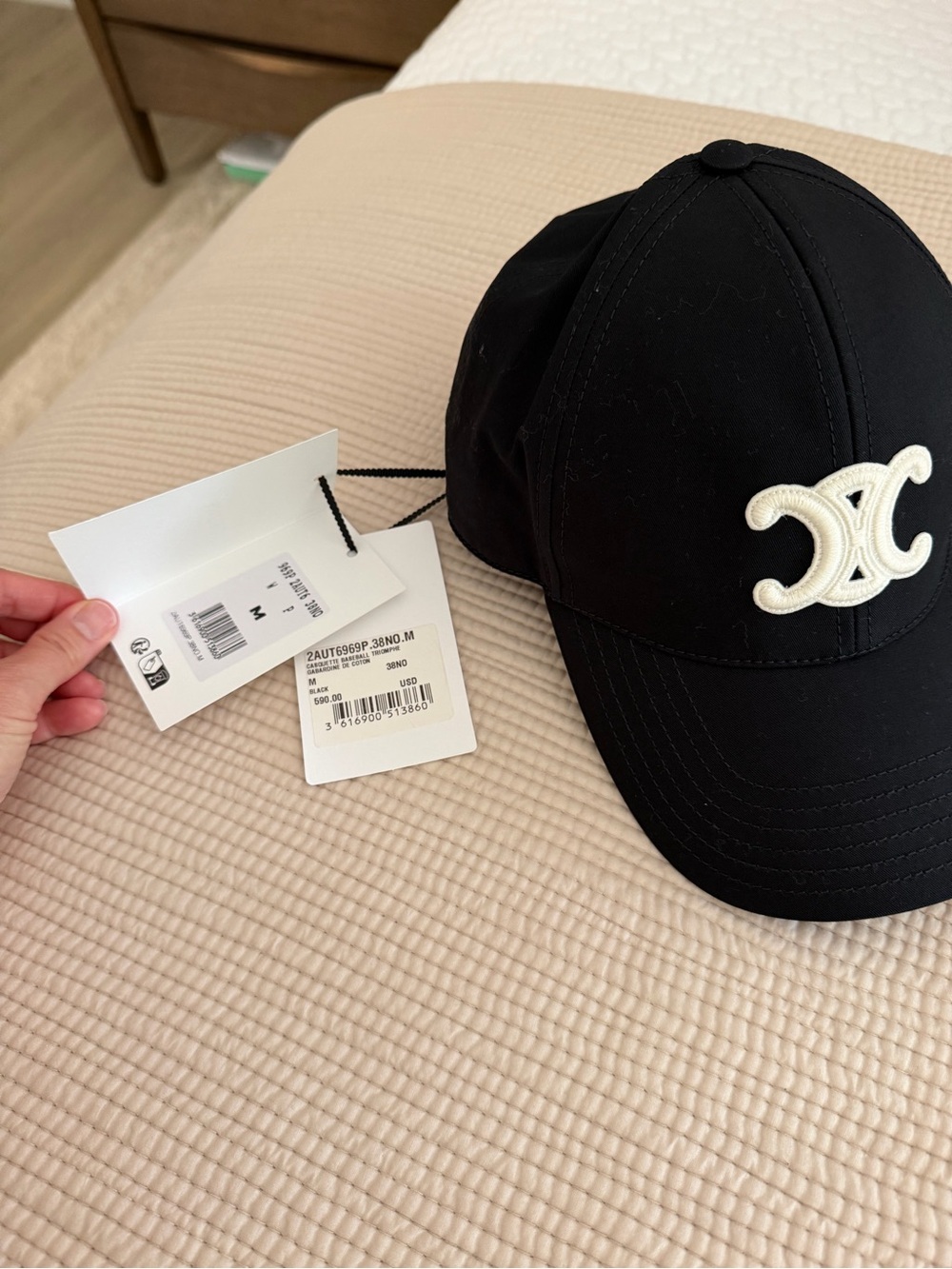 NWT Celine Black Triomphe Baseball Cap - Picture 2 of 10